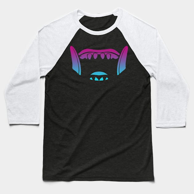 Bali Barong Boar Mask Teeth Vaporwave Baseball T-Shirt by aaallsmiles